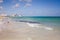 South Point Park in Miami Beach skyline buildings ocean view people at a distance social distancing on a sunny day walking