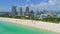South Pointe Beach and Fisher Island View. Beach aerial view. Miami