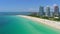 South Pointe Beach and Fisher Island View. Beach aerial view. Miami