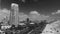 South Pointe Park in Miami Beach. Buildings along the beach, aerial view