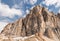 South rock face of Marmolada mountain ridge in Dolomites, Italy