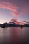 South Sister and Sparks Lake with a Pink and Blue Sky