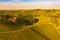 South styria vineyards aerial panoram landscape, Grape hills view from wine road in spring