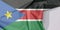 South Sudan fabric flag crepe and crease with white space.