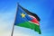 South Sudan flag waving on the blue sky 3D illustration