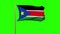 South Sudan flag waving in the wind. Green screen