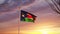 South Sudan flying flag at sunset dramatic skyy - animation footage