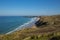 South west coast path view Perran sands Perranporth North Cornwall England