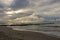 Souther Baltic sea coast, Northern Poland, Pomerania, sandy beach, dramatic sky, late winter time