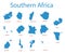 Southern africa - maps of territories - vector