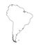 Southern America vector map contour silhouette illustration isolated on white background.