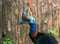 Southern Cassowary bird Profile on wooden brown background