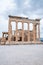 The Southern facade of Erechtheion or Erechtheum temple honoring Athena & Poseidon on Acropolis hill with a porch with 6 caryatids