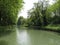 Southern France, side canal of the Garonne river,  called  Canal lateral a la Garonne  view of straight canal section