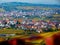 Southern german landscape in fantastic autumn colors and a farming village