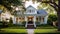 Southern home with inviting front porch and expensive kind. A typical American home