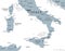 Southern Italy, Meridione or Mezzogiorno, gray political map