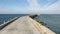 Southern long concrete pier with breakwaters on the Baltic Sea on the Vistula Spit. Baltiysk. Russia