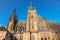 Southern tower of St Vitus Cathedral in Prague, Czech Republic.