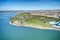 Southsea Castle with the seafront promenade aerial view.