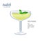 Southside mint leaves cocktail glass lime drink illustration