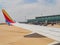 Southwest airplane wing in Will Rogers World Airport