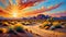 Southwest desert sunset dirt road serene view