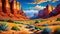 Southwest red cliff geology erosion formation desert road wallpaper