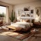 Southwestern, mid-century style interior design of modern bedroom