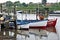 SOUTHWOLD, SUFFOLK/UK - JUNE 1 : Row of fishing boats in Southwold harbour on June 1, 2010. Unidentified man.