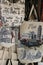 Souvenir bags of the leaning tower of Pisa. Market stalls in the