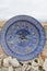 Souvenir blue ancient plate and crystal minerals