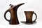 Souvenir ceramic teapot and cup and saucer for coffee or tea