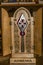 Souvenir copy of the legendary spear Longin in a wooden box with doors, after which the medieval monastery Geghard in Armenia is n