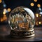 A souvenir glass ball with a miniature village inside. Generative AI