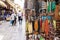 Souvenir market with handmade jewelry, beads, bracelets in Crete, Greece.