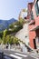 Souvenir shop and the mountains in Positano city