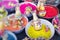 Souvenirs from Jordan - bottles with sand and shapes of desert and camels. Selective Focus