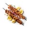 Souvlaki, a Greek culinary masterpiece, isolated on a pristine white background