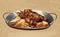 souvlakia souvlaki suvlaki suvlakia greek ethic street food of meat in metalic plate