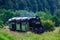 SOVATA, ROMANIA - Jul 17, 2020: The narrow gauge train with tourists from Sovata resort