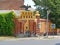 SOVETSK, RUSSIA. View of the fountain with a sculpture of an eagle and a lion mascaron. Kaliningrad region