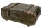 Soviet army ammunition green crate. Text in russian - type of ammunition, projectile caliber, projectile type, number of pieces