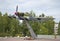 Soviet attack aircraft IL-2. The monument to the defenders of Leningrad in sky. Leningrad region