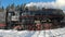 Soviet freight locomotive LV-0522 in motion close-up. Ruskeala, Karelia