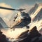 Soviet helicopter in the Pamir mountains, generative AI