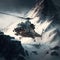 Soviet helicopter in the Pamir mountains, generative AI