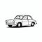 Soviet-inspired Line Art Of A Small Car On White Background
