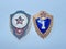 Soviet metal badges of the Soviet Army of the `Specialist 1 class` and  `Excellent student of the Soviet Army`. Faleristics