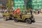 Soviet military all-wheel drive GAZ-67 with a simplified open body, in which instead of the door there were cutouts.